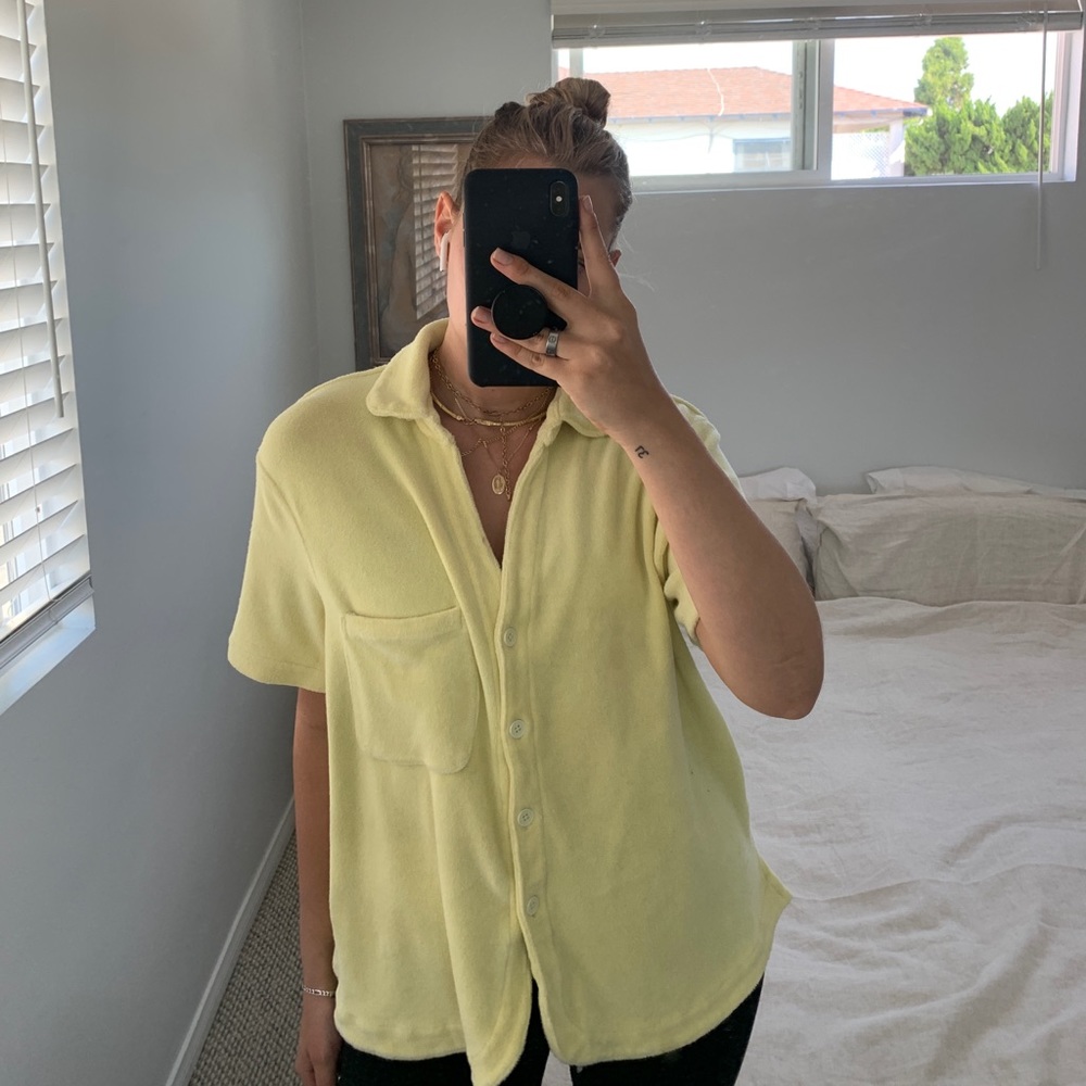 Frankie's Bikinis Yellow Button Down Shirt